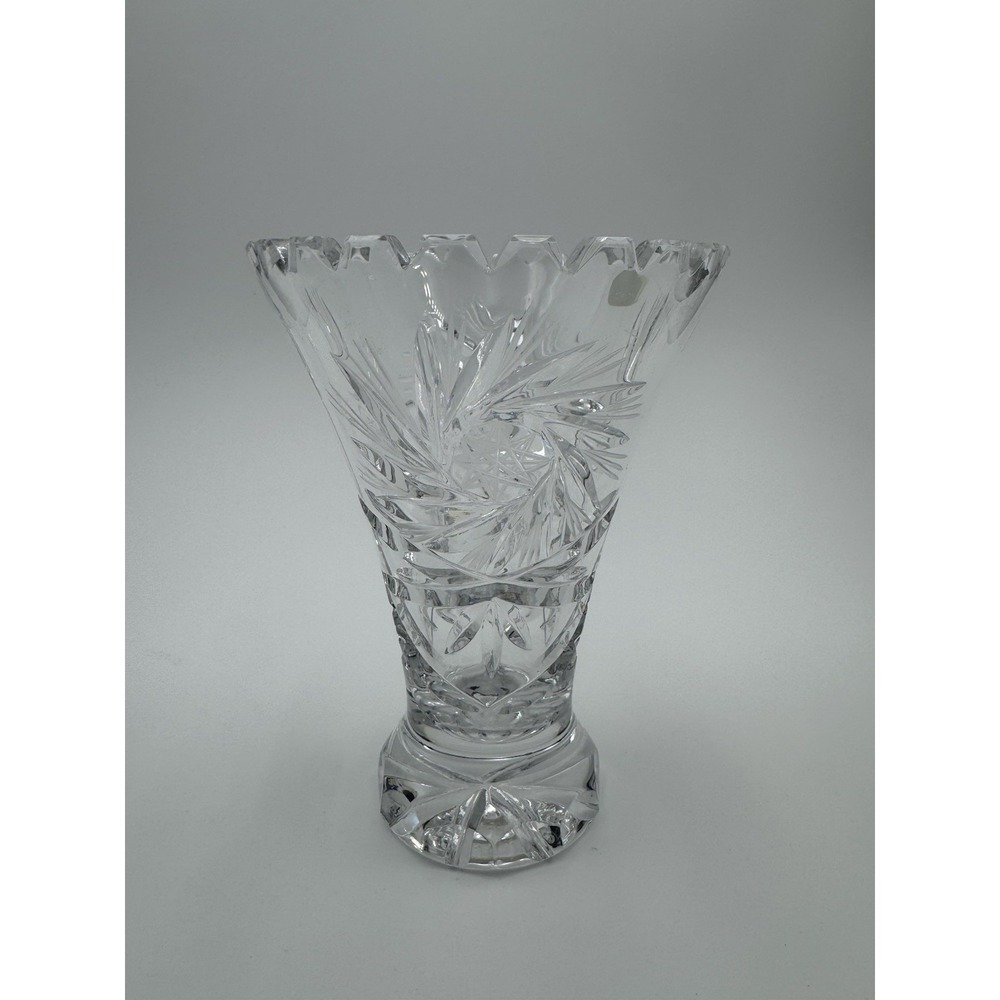 Vintage Led Cut Crystal Bud Vase 6" Inch Tall Scalloped Edge - Picture 2 of 9